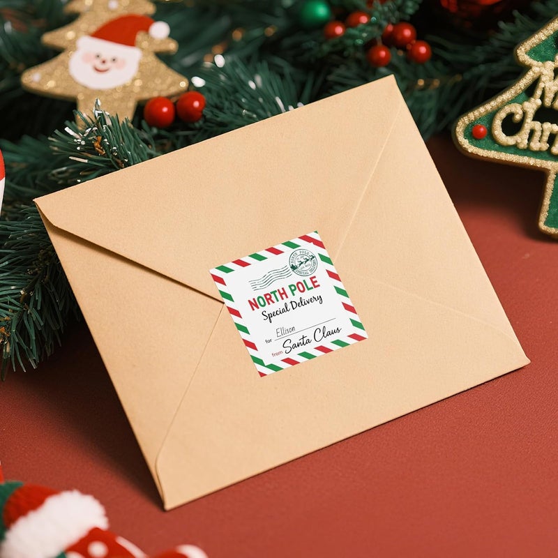 Alynta Christmas Gift Tags Stickers - 120Pcs from Santa Gift Tags Labels 2.5 Inch Personalized North Pole Stickers Holiday Sticker for Christmas Presents Envelope Seals Cards (Special Delivery) - Image 4